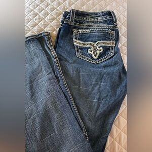 Women's Dark Blue Embroidered Pocket Jeans